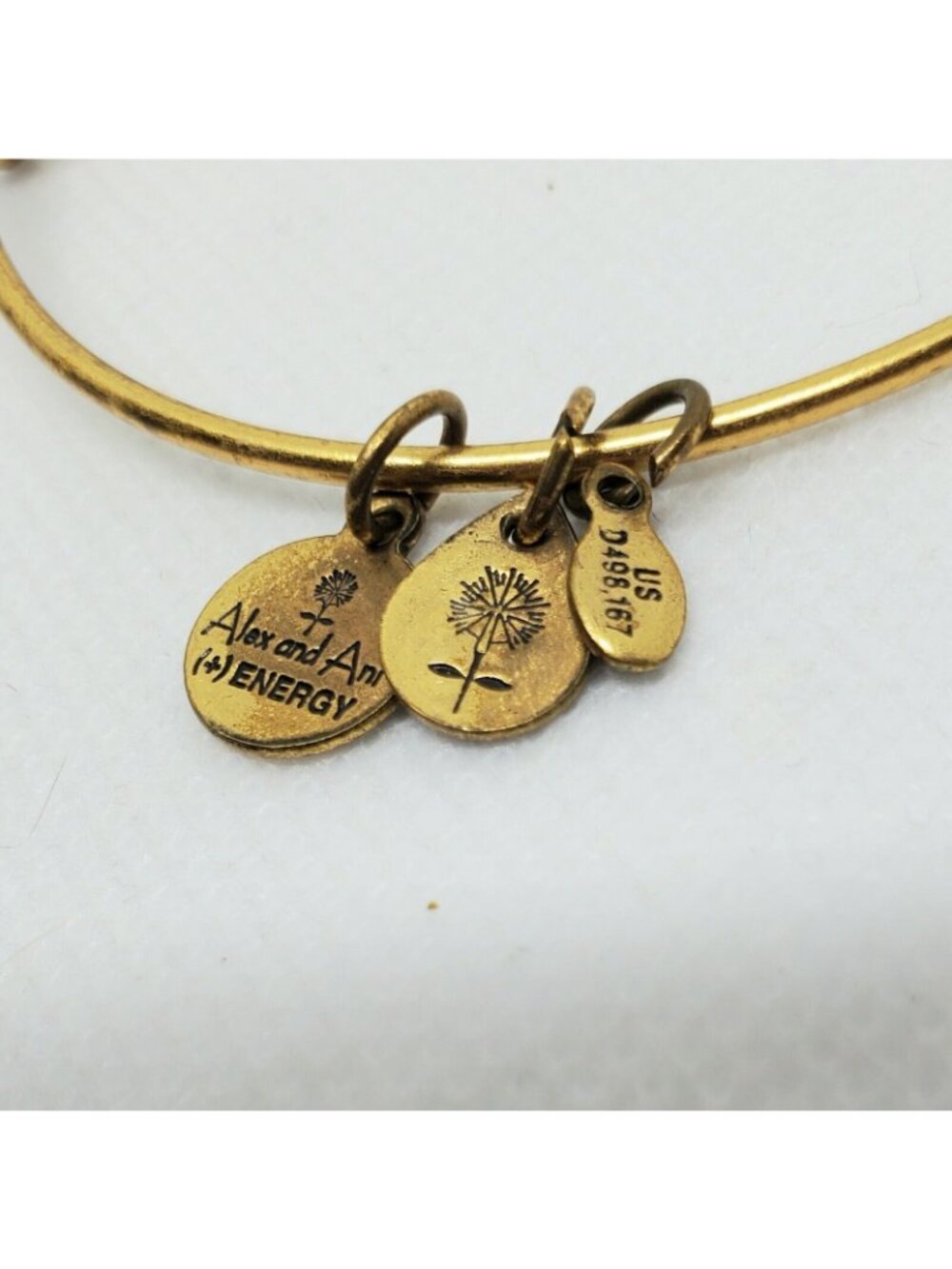 Alex and Ani Bangle Charm Bracelet Goldtone infused +Energy Technology Flower - Picture 8 of 10